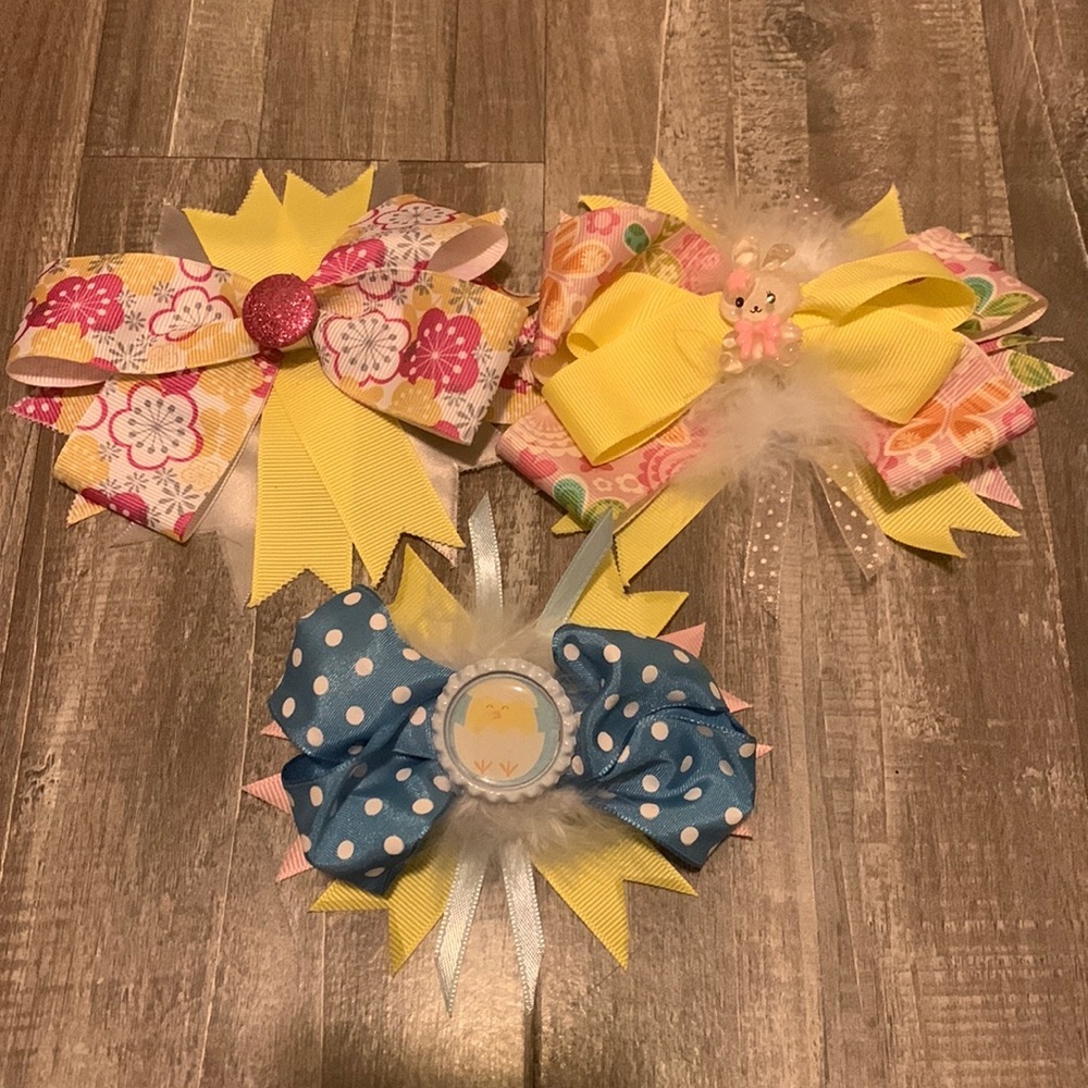 Lot of 3‎ Spring/Easter hair bows